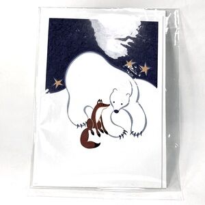 Polar Bear & Fox by Rie Munoz Blank Card & Envelope NEW